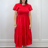 Patton T-Shirt Midi Dress - Red Long Dresses Mudpie