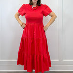 Patton T-Shirt Midi Dress - Red Long Dresses Mudpie