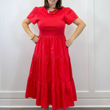Patton T-Shirt Midi Dress - Red Long Dresses Mudpie