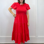 Patton T-Shirt Midi Dress - Red Long Dresses Mudpie