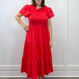Patton T-Shirt Midi Dress - Red Long Dresses Mudpie
