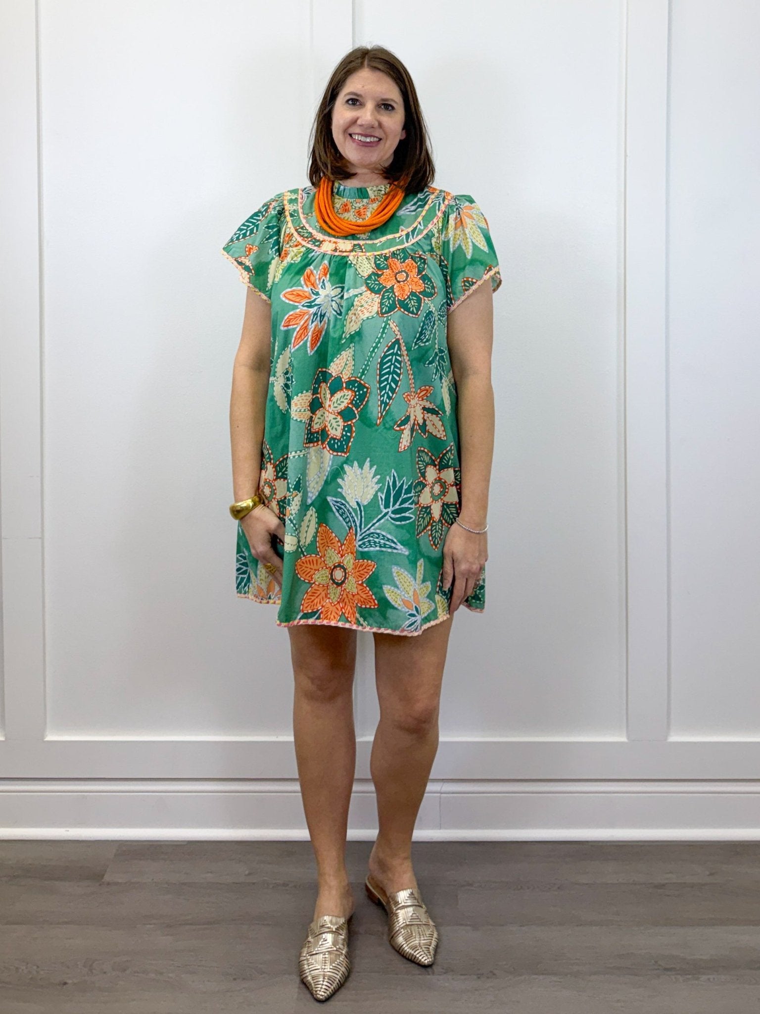 Peach Grove Swing Dress - Green Short Dresses Umgee