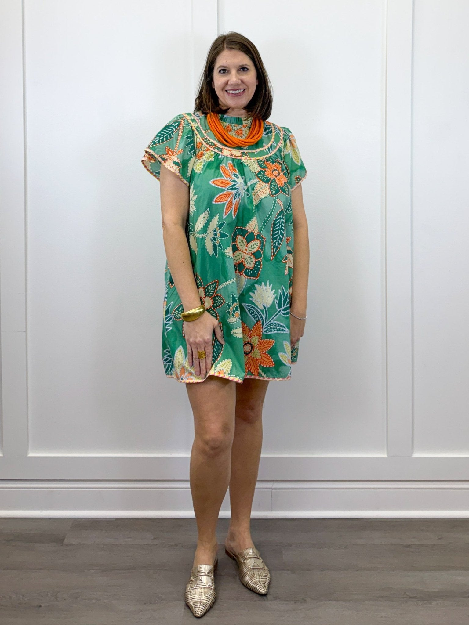 Peach Grove Swing Dress - Green Short Dresses Umgee