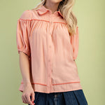 Peachy Keen Button Top Tops GiGiO