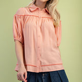 Peachy Keen Button Top Tops GiGiO