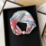 Pearl Magnetic Clasp Silky Print Scarf Necklace - Desert Sun Misc Accessories ACCITY