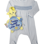 Peek-a-Boo Wishes Smocked Footie - Lt. Blue Baby Sleepwear Magnolia Baby
