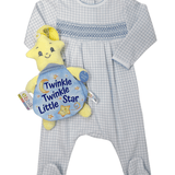 Peek-a-Boo Wishes Smocked Footie - Lt. Blue Baby Sleepwear Magnolia Baby