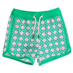 Performance Dolphin Hem Swim Trunks - Pink Coastal Cane Kids Swim Rufflebutts
