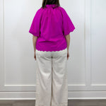 Petal Pop Puff Sleeve Blouse - Magenta Tops Umgee