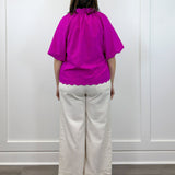 Petal Pop Puff Sleeve Blouse - Magenta Tops Umgee