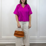 Petal Pop Puff Sleeve Blouse - Magenta Tops Umgee