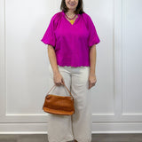 Petal Pop Puff Sleeve Blouse - Magenta Tops Umgee