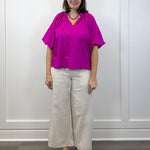 Petal Pop Puff Sleeve Blouse - Magenta Tops Umgee