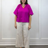 Petal Pop Puff Sleeve Blouse - Magenta Tops Umgee