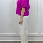 Petal Pop Puff Sleeve Blouse - Magenta Tops Umgee
