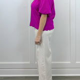 Petal Pop Puff Sleeve Blouse - Magenta Tops Umgee