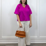 Petal Pop Puff Sleeve Blouse - Magenta Tops Umgee