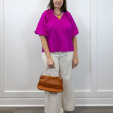 Petal Pop Puff Sleeve Blouse - Magenta Tops Umgee