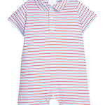 Peter Pan Polo Romper - Primary Stripe Boys Bubbles + Rompers Little English