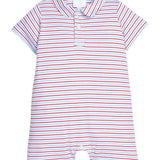 Peter Pan Polo Romper - Primary Stripe Boys Bubbles + Rompers Little English