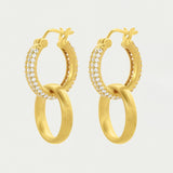 Petite Pave Drop Hoop - Gold/White Topaz Earrings Dean Davidson