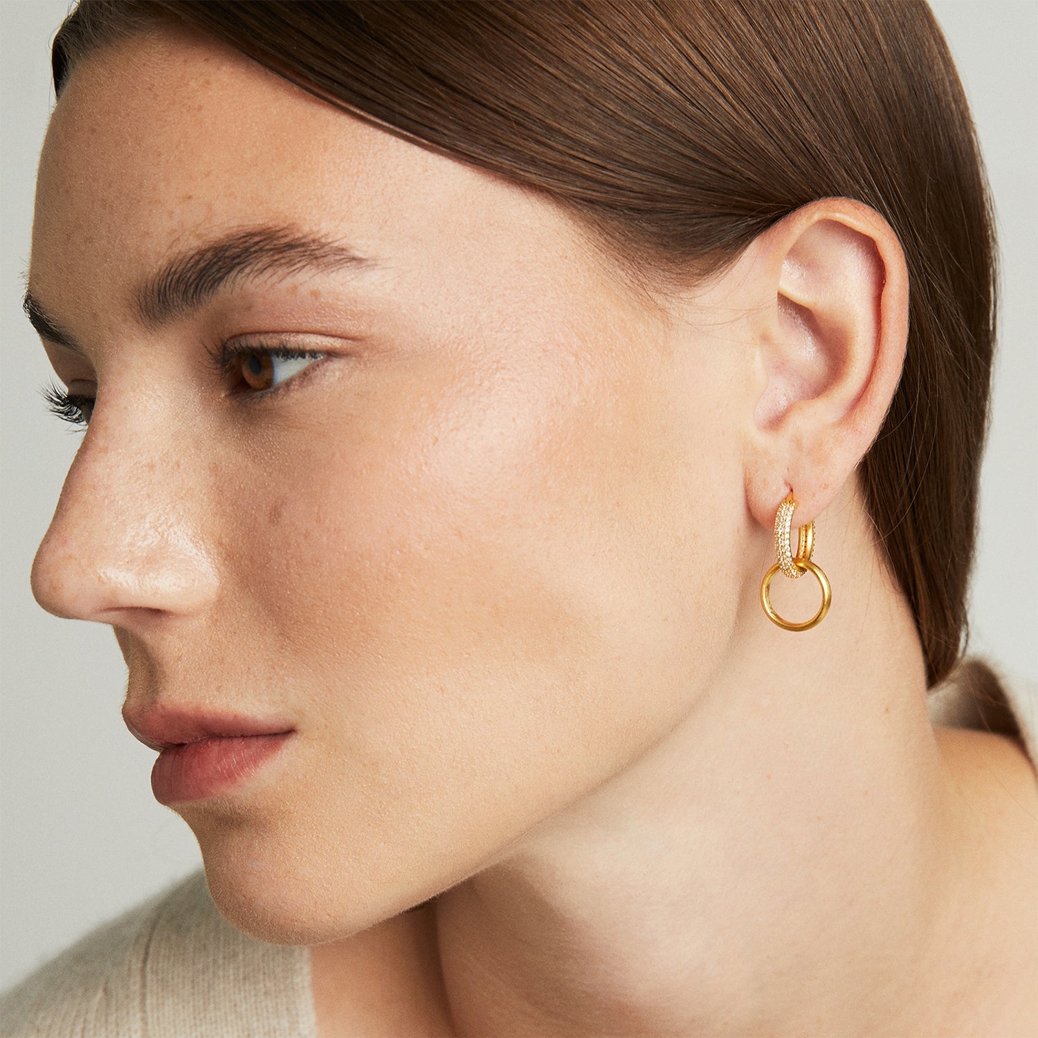 Petite Pave Drop Hoop - Gold/White Topaz Earrings Dean Davidson