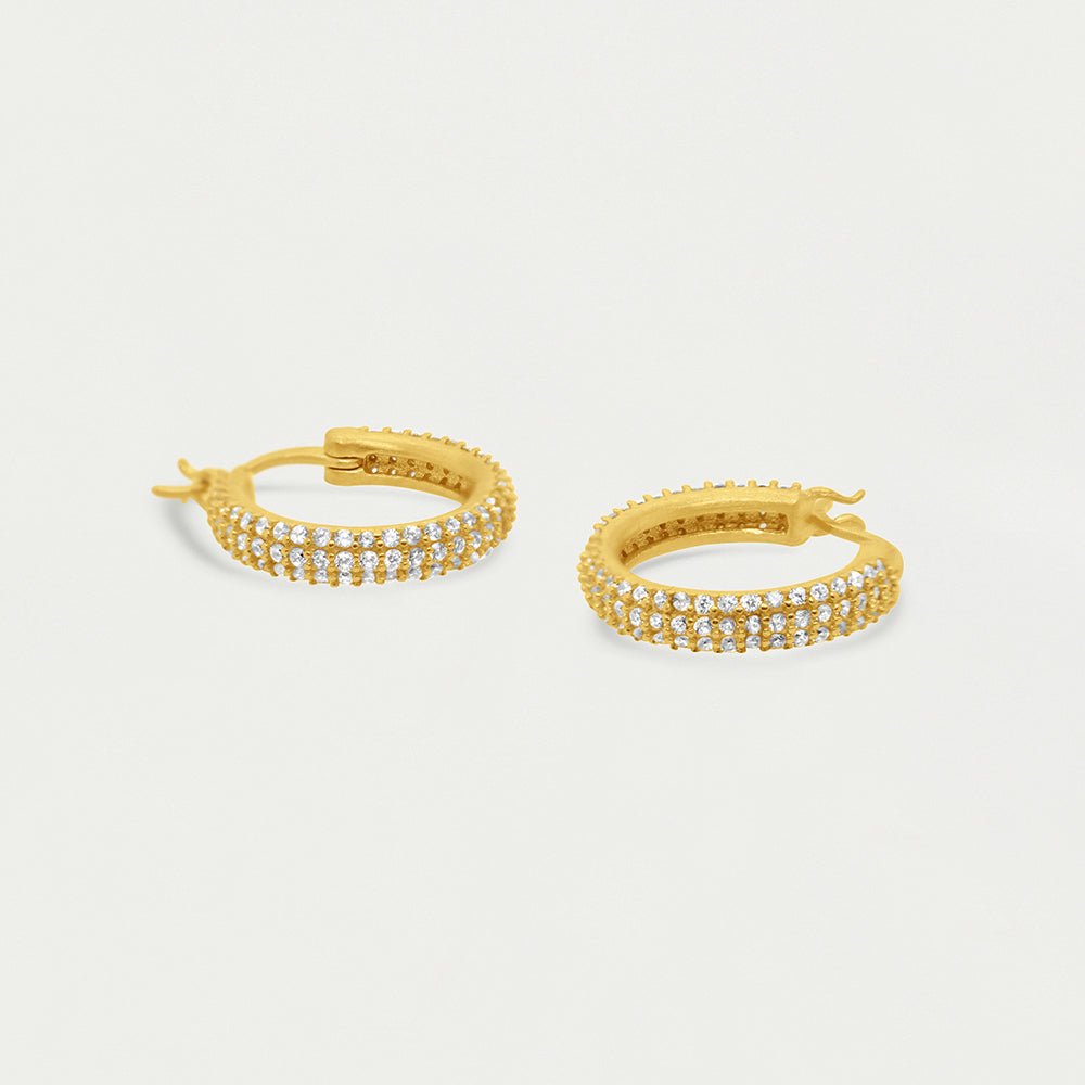 Petite Pave Drop Hoop - Gold/White Topaz Earrings Dean Davidson