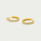 Petite Pave Drop Hoop - Gold/White Topaz Earrings Dean Davidson