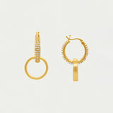 Petite Pave Drop Hoop - Gold/White Topaz Earrings Dean Davidson