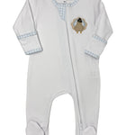 Pilgrim Pals Applique Zipper Footie - Lt. Blue Baby Sleepwear Magnolia Baby