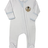 Pilgrim Pals Applique Zipper Footie - Lt. Blue Baby Sleepwear Magnolia Baby