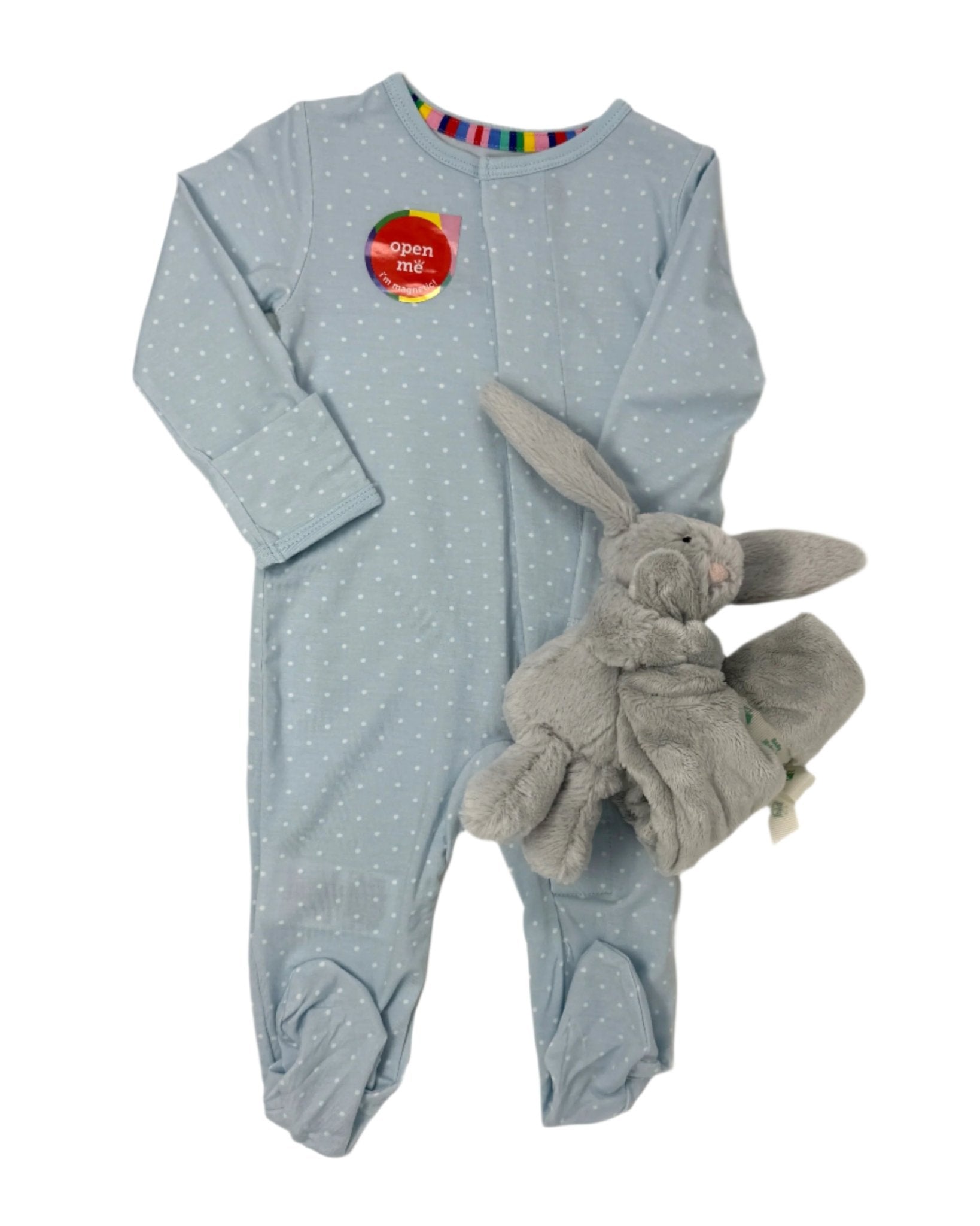 Pin Dot Blue Modal Footie Baby Sleepwear Magnetic Me
