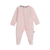 Pin Dot Pink Ruffle Placket Footie Baby Sleepwear Magnetic Me