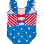 Pinafore One Piece Swimsuit - Shimmer Stars & Sripes Kids Swim Rufflebutts