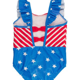 Pinafore One Piece Swimsuit - Shimmer Stars & Sripes Kids Swim Rufflebutts