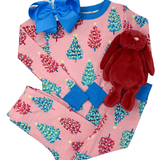 Pink Bottle Brush Trees Stretch Cotton Pajama Set - Sugar Babies Children's Boutique/Meg's Shoppe