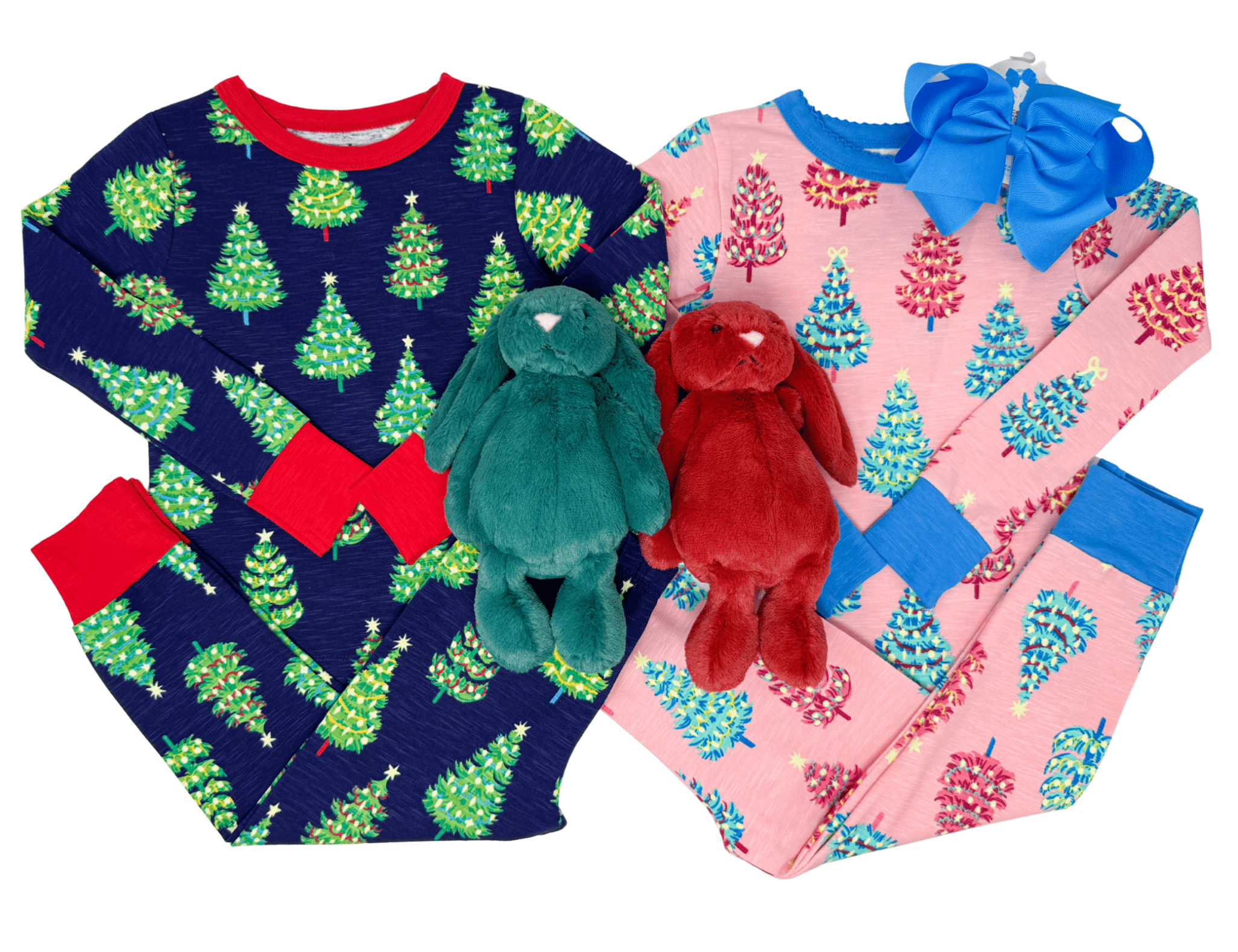 Pink Bottle Brush Trees Stretch Cotton Pajama Set - Sugar Babies Children's Boutique/Meg's Shoppe