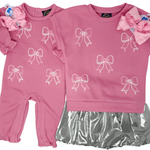 Pink Bow Embroidered Romper - Sugar Babies Children's Boutique/Meg's Shoppe