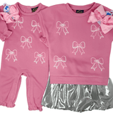 Pink Bow Embroidered Romper - Sugar Babies Children's Boutique/Meg's Shoppe