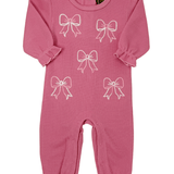 Pink Bow Embroidered Romper - Sugar Babies Children's Boutique/Meg's Shoppe