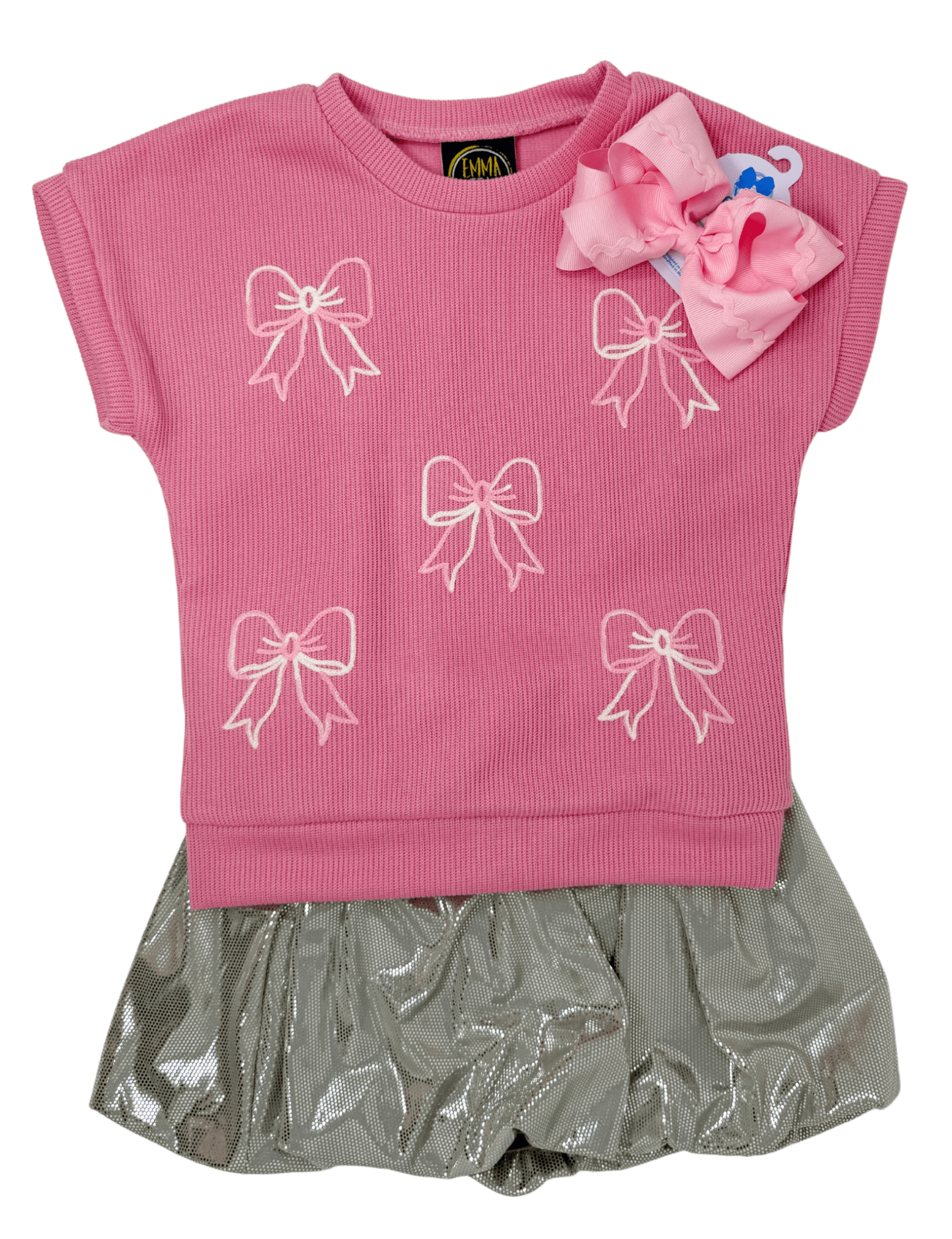 Pink Bow Embroidered Sweater - Sugar Babies Children's Boutique/Meg's Shoppe