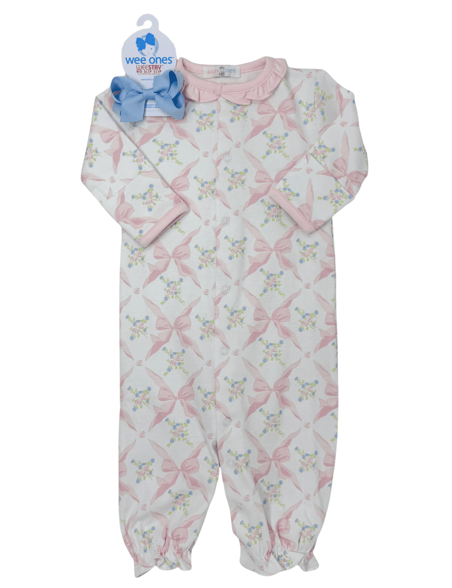 Pink Bows Pima Converter Baby Sleepwear Baby Loren