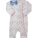 Pink Bows Pima Zipper Footie Baby Sleepwear Baby Loren