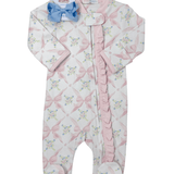 Pink Bows Pima Zipper Footie Baby Sleepwear Baby Loren