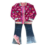 Pink Busted Hearts Sequin Bomber Girls Outerwear Hatley