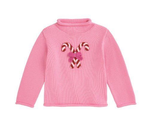Pink Candy Cane Rollneck Sweater Girls Sweaters + Sweatshirts Mudpie