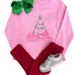 Pink Christmas Tree w/ Presents LS T-Shirt Girls Tops + Tees Mustard & Ketchup