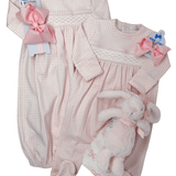 Pink Gingham Classic Pima Hand Smocked Gown Baby Sleepwear Baby Loren