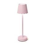 Pink LED Cordless Table Lamp with Scalloped Edge Shade Home Decor Two's Company